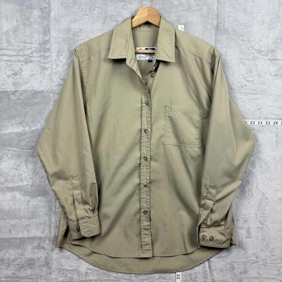 VTG Tilley Endurables Khaki Button-Up Shirt Made in Canada Women Size L Comfort - Picture 1 of 12
